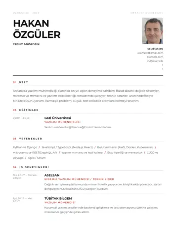 Yazılım Mühendisi Cv Örnekleri cv indir